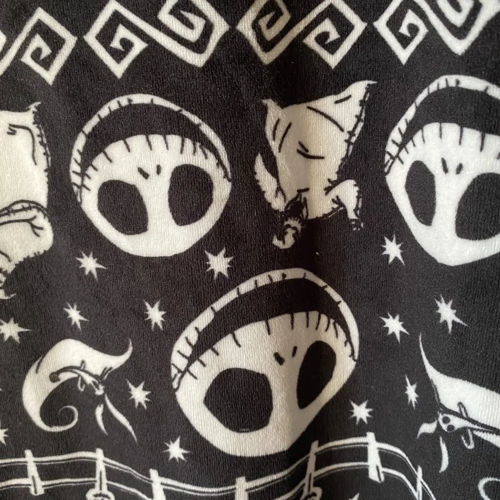 Disney Tim Burton Nightmare Before Christmas black pajama pj microfleece M 8-10 - Picture 5 of 8